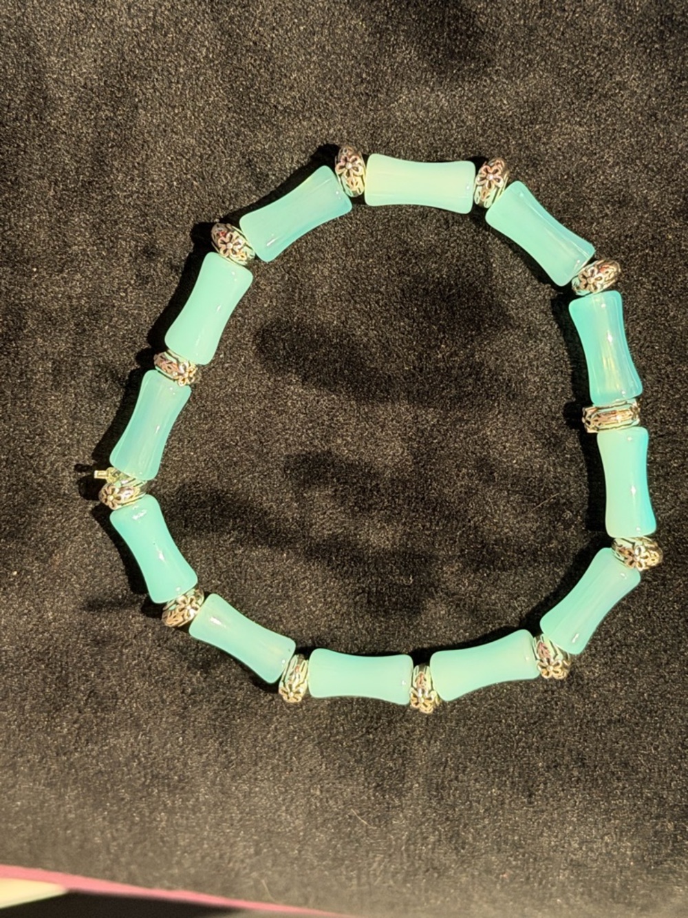 Turquoise Glass Bead Stretch Bracelet - Women's Jewelry